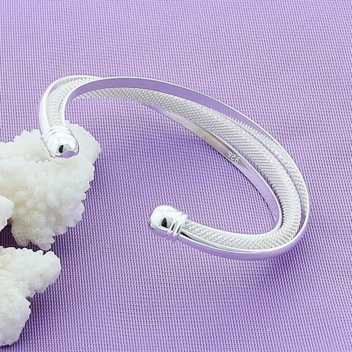 Bracelet Manchette Plaqué Argent 925 Motif Tressé - Vintage Ajustable + Pochette - Neuf Avec étiquettes