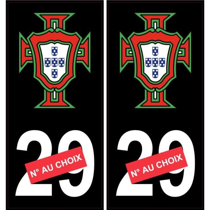 FPF Portugal numéro au choix fond noir sticker autocollant plaque immatriculation auto (angles: angles droits)