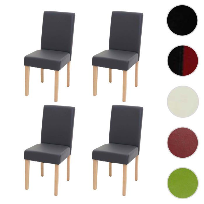 4x chaise de salle à manger Littau simili cuir gris mat pieds clairs