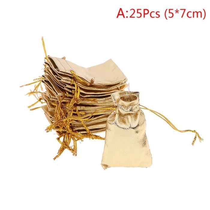 4 X Gold sacs cadeau/POCHE 9 cm x 7 cm avec cordon de serrage-idéal pour bijoux 