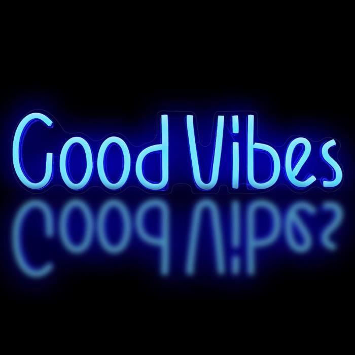 Enseigne Néon LED Good Vibes - 40x24cm - Déco Murale USB Pour Bar, Chambre, Fête, Mariage