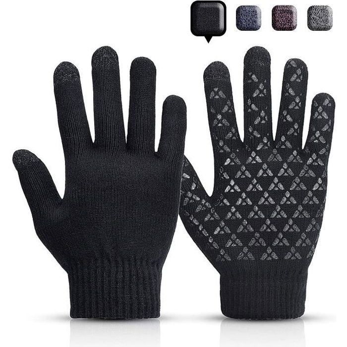 Homme Gants Hiver Chaud Tactile Antiderapant Gants Tricotés Sport Hiver Gants Vélo