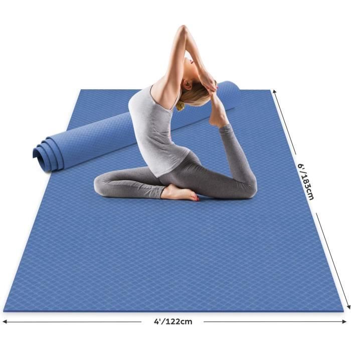 Tapis de yoga Extra large extra long extra épais avec Surface Antidérapante Bleu 