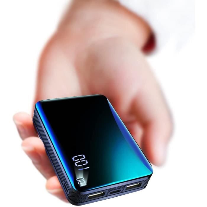 Samsung et Autres Smartphones Batterie Externe Charge Rapide Mini Powerbank 10000mAh Sortie Double Port et 3 Entrées Plus Petit et Plus Raffiné avec Affichage LED Compatible avec Série iPhone 
