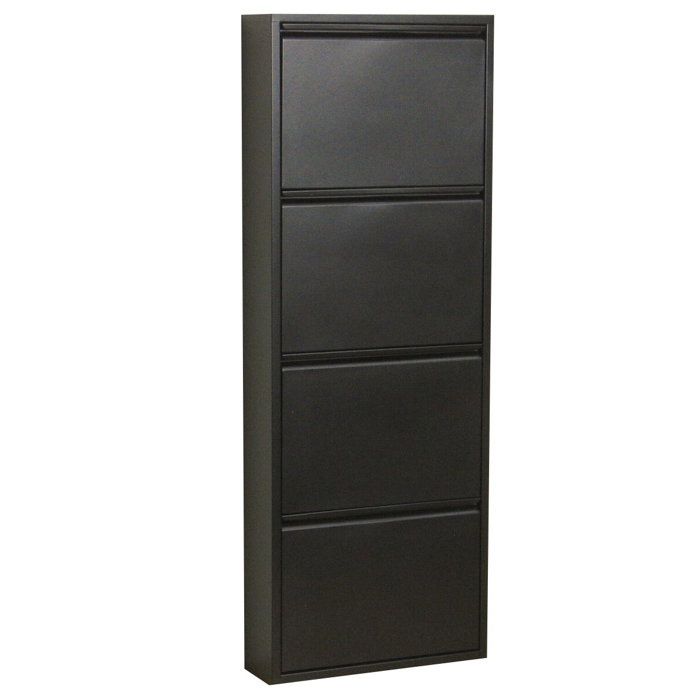 Pisa Armoire à chaussures à 4 rabats/portes métal noir. Pisa Armoire à chaussures à 4 rabats/portes métal noir.