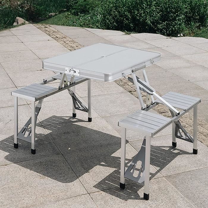 Table camping pliante avec chaise, table valise pique-nique camping  aluminium, stable, résistant aux intempéries, facile à pl 1 - Cdiscount  Sport