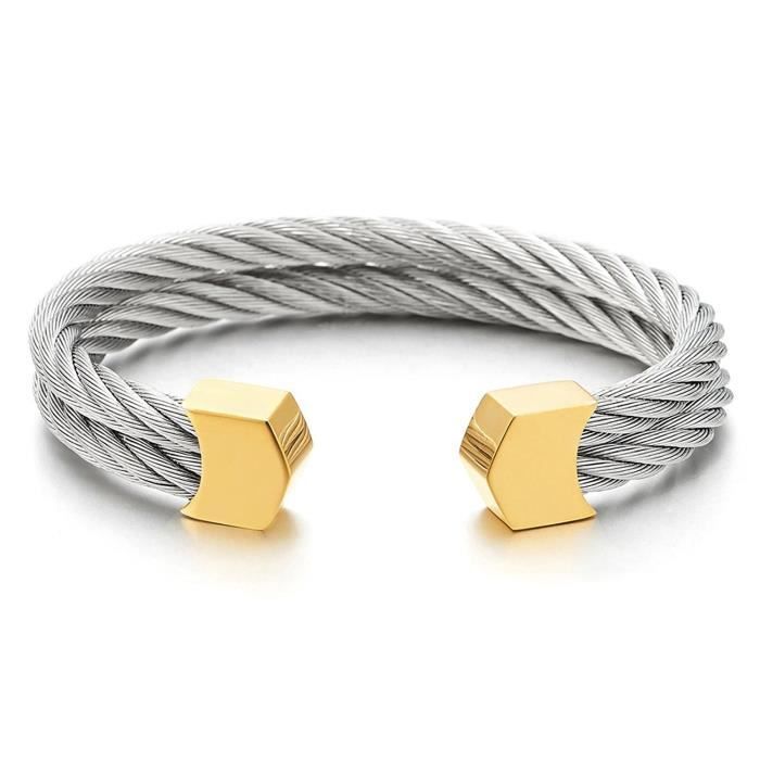 Hommes Garçon Bijoux Argent/Couleur Or En Acier Inoxydable Fil de Câble Cross Stone Bangle Hommes Garçon Bijoux Argent/Couleur Or En Acier Inoxydable Fil de Câble Cross Stone Bangle