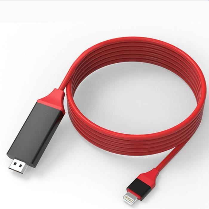 Rouge [certifié Apple Mfi] Lightning vers HDMI Adaptateur de câble  compatible avec Iphone, écran de synchronisation numérique 1080p Adaptateur  audio et vidéo avec port de charge