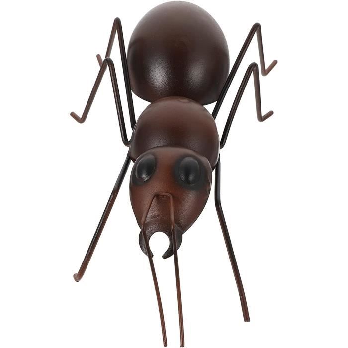 Décoration Jardin - Statue Fourmi En Métal Avec Feuille - Idéal Pour Extérieur Et Intérieur - Design Naturel Et Durable