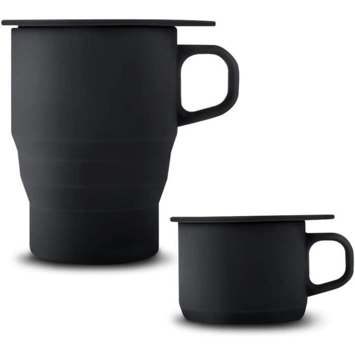 Tasse à café en titane avec poignée pliable et sac de