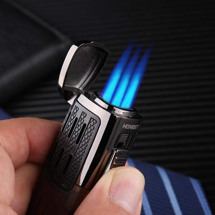 Briquet à Pipe Rechargeable - Flamme Latérale Réglable, Avec Grattoir 3 En 1 Inclus