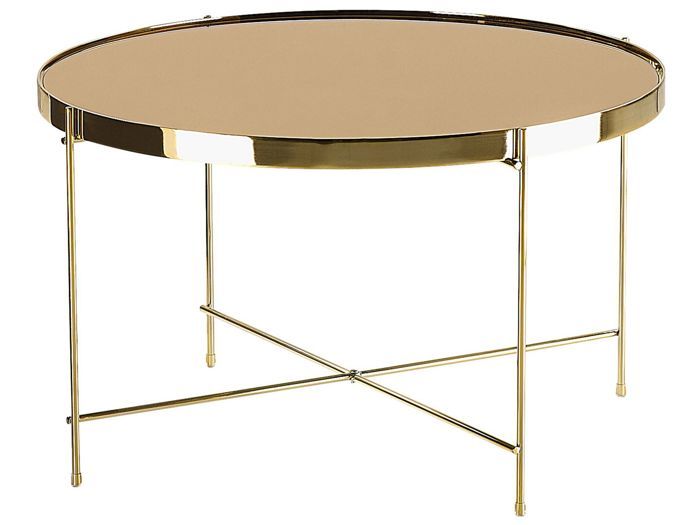 Table basse marron et dorée ronde d 63 cm LUCEA