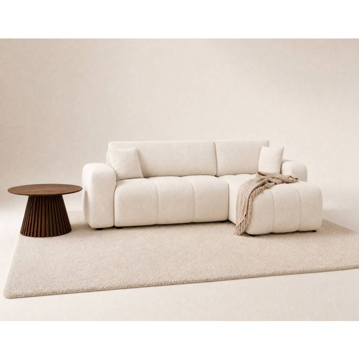 Nicole - canapé dangle réversible 4 places convertible avec coffre en tissu - Beige