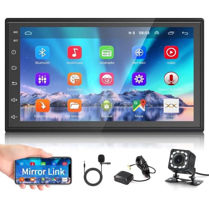 Autoradio Bluetooth Double DIN 7 Pouces - écran Tactile + Caméra Recul + FM/USB/TF/AUX - Andven