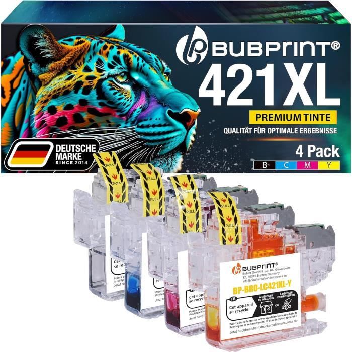 Lot De 10 Cartouches D'encre Compatibles Brother LC421 - Pour Imprimantes DCP-J1050DW, J1140DW, MFC-J1010DW