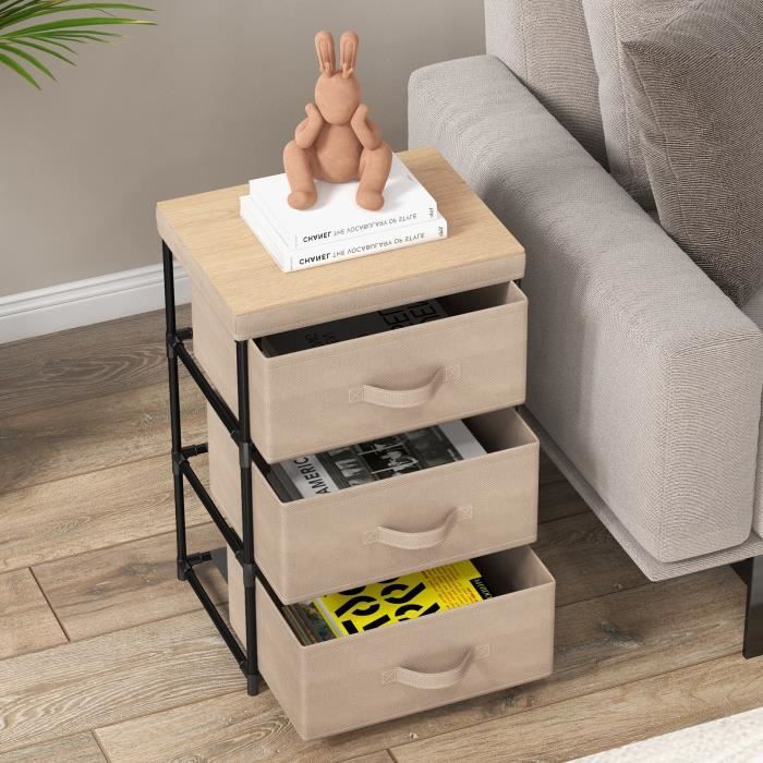 COSTWAY Commode 3 Tiroirs en Tissu 40 x 30 x 62 cm avec Cadre en Métal Meuble Tiroir Rangement pour Chambre Industriel Café COSTWAY Commode 3 Tiroirs en Tissu 40 x 30 x 62 cm avec Cadre en Métal Meuble Tiroir Rangement pour Chambre Industriel Café