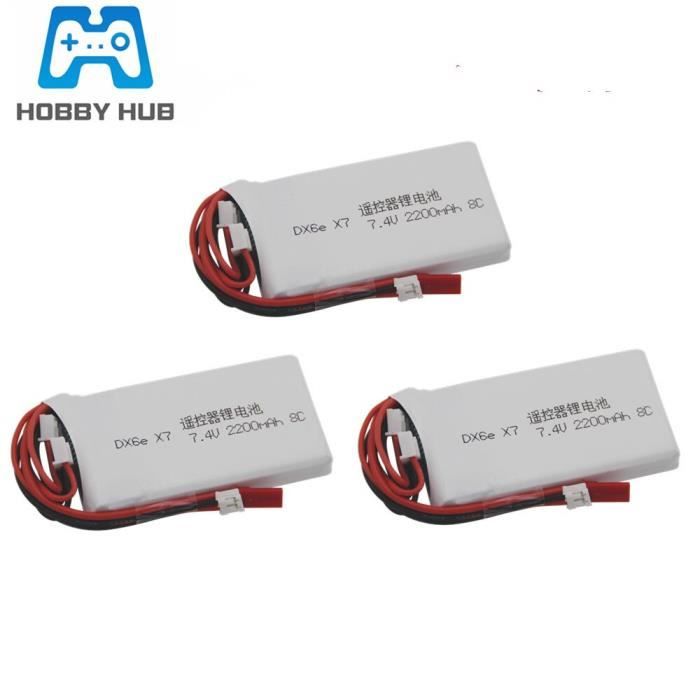 VGEBY - Batterie LiPo 2S 7.4V 2000mAh Pour Bateau RC Et Émetteur Spektrum DX6e/DX6/DX8 - Batterie De Remplacement Léger Et Durable