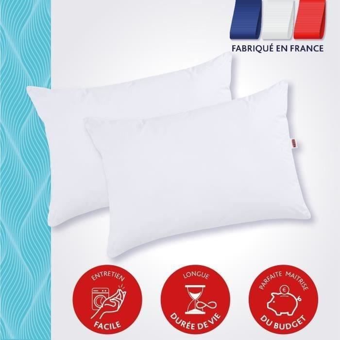 Lot de 2 Oreillers DODO - Tendance - 50 x 70 cm - Blanc