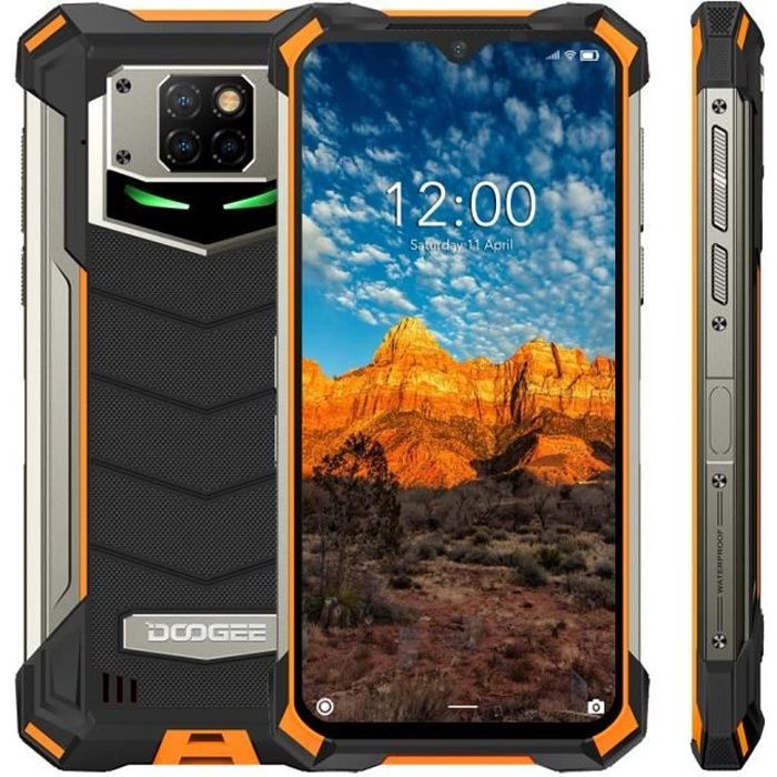 Achat T&eacute;l&eacute;phone portable DOOGEE S88 Pro Smartphone IP68 Étanche Incassable 128Go Écran 6.3" Helio P70 Octa core 10000mAh Batterie Téléphone 4G - Orange pas cher