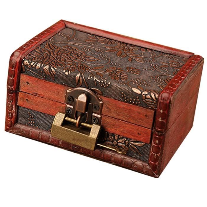 Coffre Au Trésor En Bois Vintage Avec Serrure à Combinaison - 18x11,5x10,5cm, Boîte à Bijoux Décoration Pirate