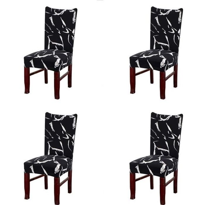 4pcs Housse de chaise noire Coussin de siège de cuisine Utilisation de
