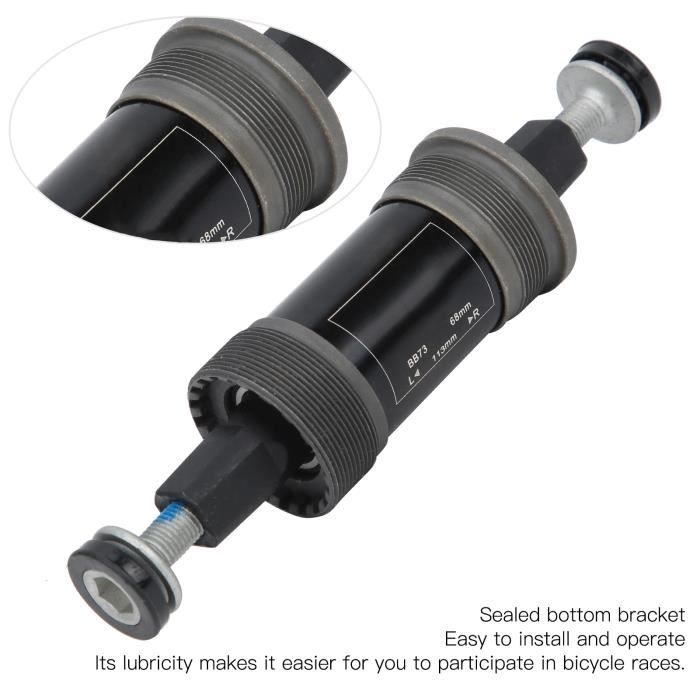 Boîtier de pédalier Roulement métallique conique carré support pédalier scellé 68 mm pour VTT avec vis (113 mm)-CET