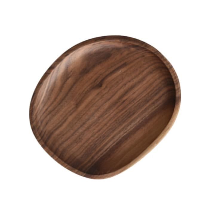 Plateau De Service En Bois Rond Noir 30cm - Plateau Petit Déjeuner Antidérapant Multifonction