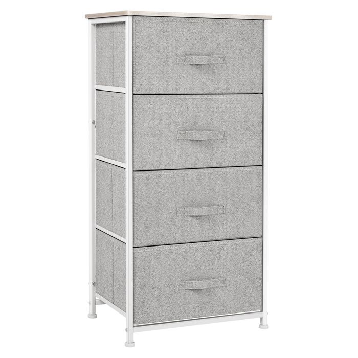 Commode en tissu - HOMCOM - meuble de rangement 4 tiroirs chiffonnier cadre métal chambre - acier - 45x30x92cm