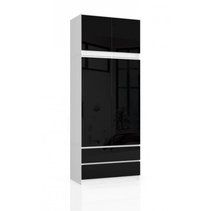 selia - armoire avec rehausse style moderne chambre à coucher - 90x234x51 - dressing - noir