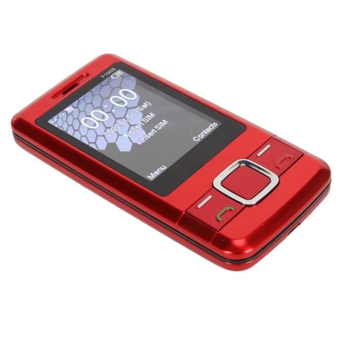 HURRISE Téléphone coulissant déverrouillé Téléphone coulissant débloqué 2G GSM 1200mAh batterie telephonie portable Prise UE rouge