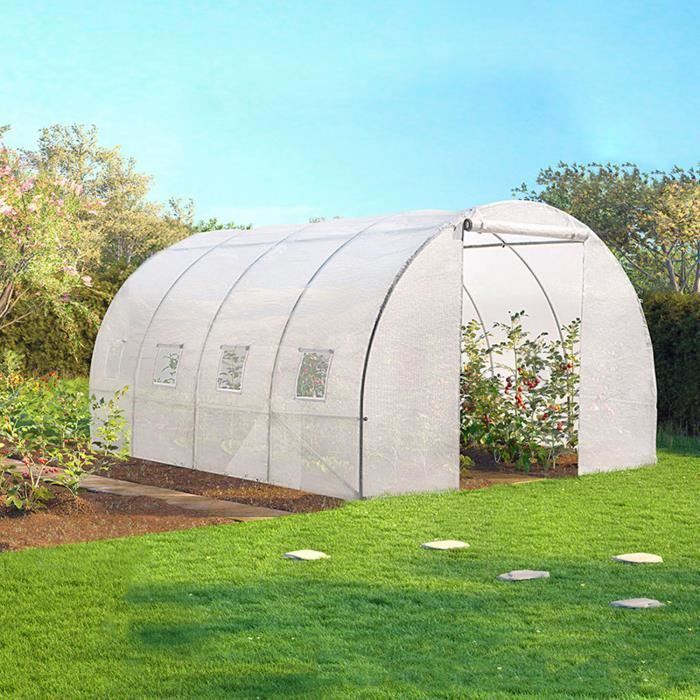 Outsunny Homcom Serre de Jardin pour Plantes avec 3 Portes en Acier et PVC 300 × 100 × 80 cm 