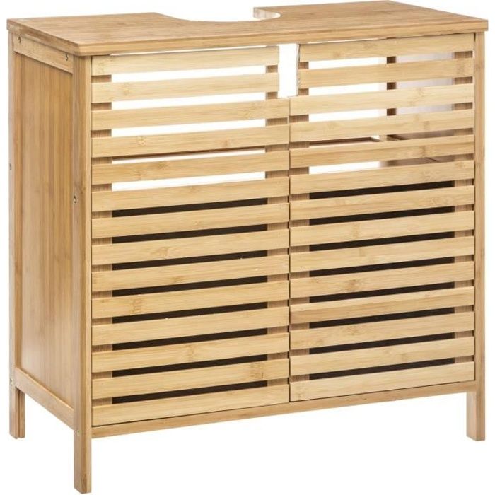 meuble de salle de bain - instant d'o - sicela - bambou - 60 cm - marron - style scandinave