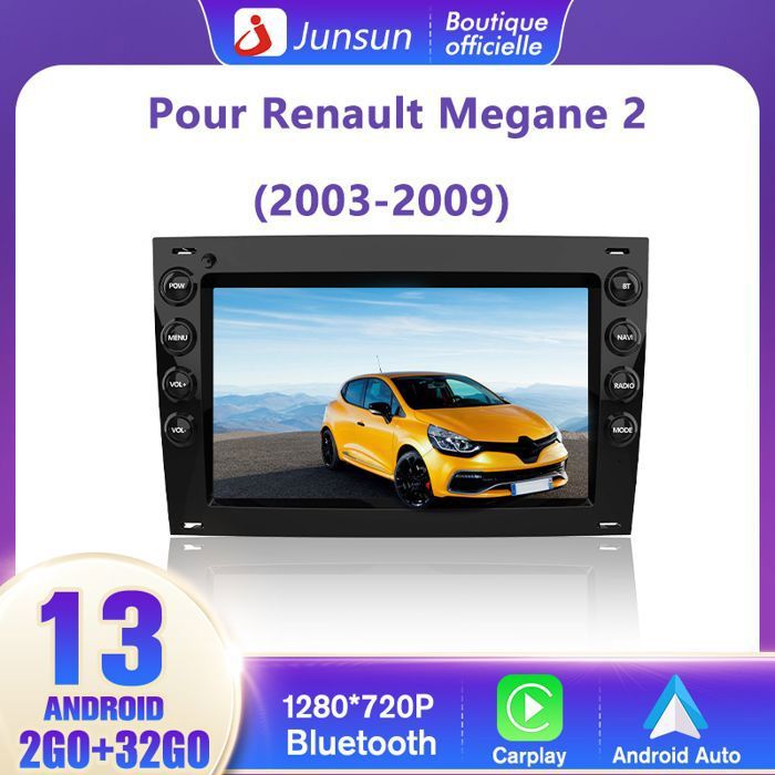 Autoradio Android 13 Pour Renault Mégane 2 (2002-2009) | Écran 9" | 6Go RAM + 128Go | CarPlay/Android Auto | GPS WiFi