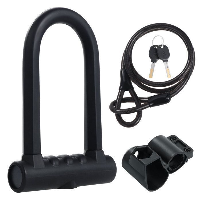 Cadenas Antivol en U pour Vélo Trottinette Électrique, Antivol Vélo en  Acier Allié, Antivol Moto avec 125CM Flex Acier Câble, Noir - Cdiscount  Sport