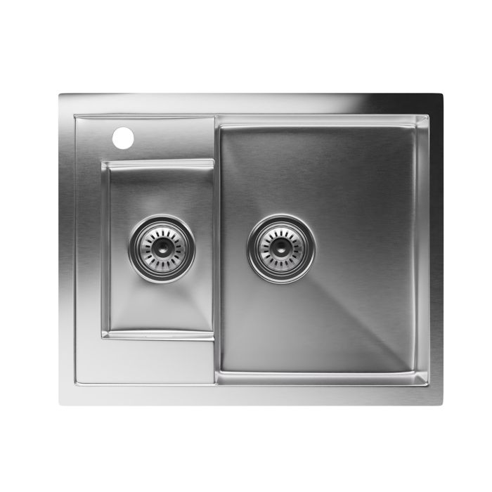 Klarstein TitanSteel Evier de cuisine 61 x 50 cm  2 bacs  inoxydable  résistant à la chaleur
