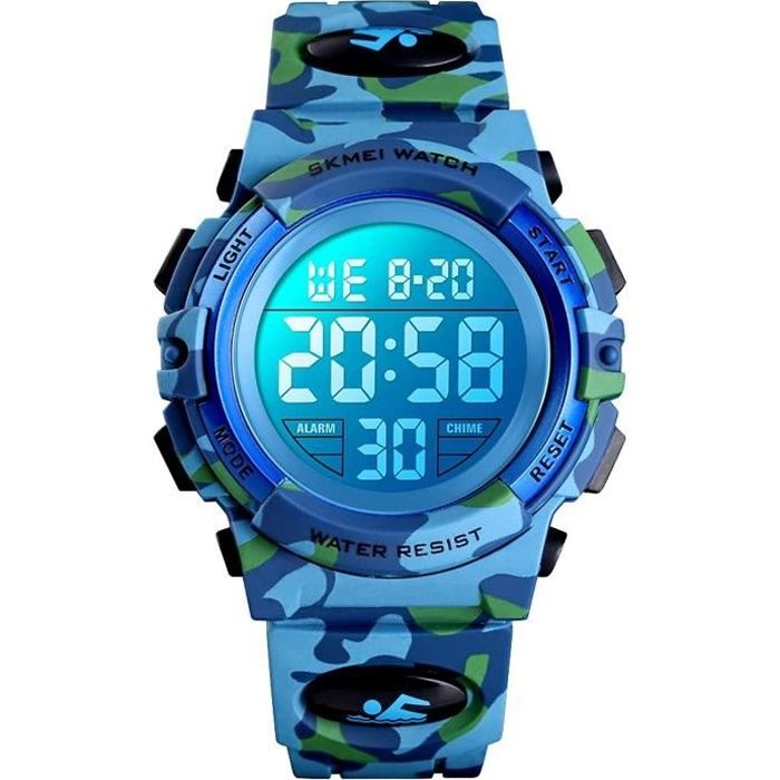 KZKR Montre Numérique pour Enfant Garçon Chronomètre 12-24H avec Réveil  Montre de Sport Camouflage Bleu, - Achat/vente montre Garçon Enfant Bleu -  Cdiscount