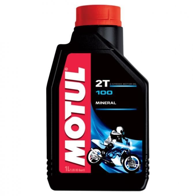 Bidon 1L huile mélange 2 temps Motul minéral 100 pour mobylette moto cyclomoteur
