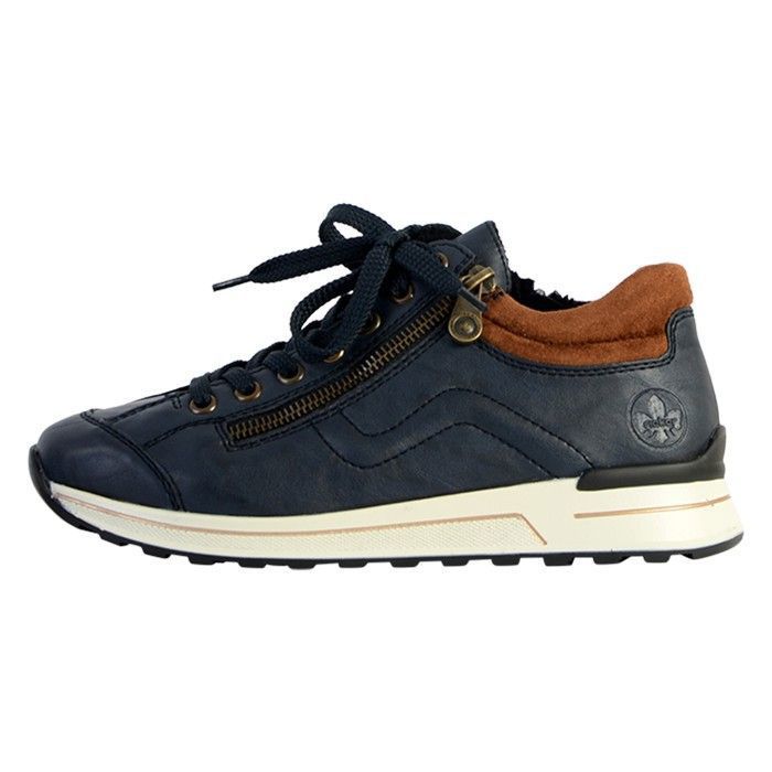 Basket - RIEKER - Morelia - Bleu - Zip & lacets - Semelle caoutchouc - Confort exceptionnel Basket - RIEKER - Morelia - Bleu - Zip & lacets - Semelle caoutchouc - Confort exceptionnel