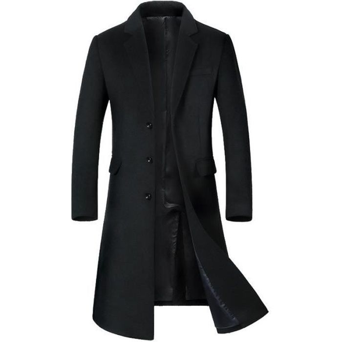 FUNMOON - Jtong Caban Homme Hiver Manteau Long Trench-Coat Chaud