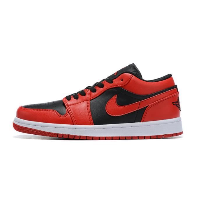 Basket Jordan 1 Low Chaussures de pour Femme Homme Noir et rouge Noir et  rouge - Cdiscount Chaussures