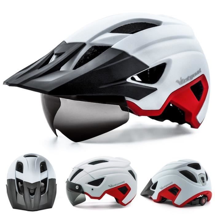 Casque de vélo avec visière pare-soleil rechargeable par USB pour hommes -  VICTGOAL - WhiteRed Helmet - Cdiscount Sport