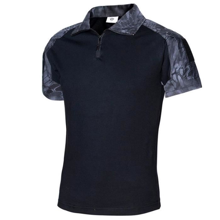 T-Shirt Tactique Homme Militaire INSFITY - Manches Courtes - Python Noir - Randonnée