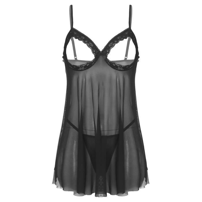 YIZYIF Femme Ensemble Lingerie Sexy Transparente Ouverte Sein Babydoll ...