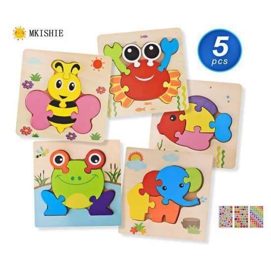 Puzzles en bois, puzzles intégrés, jouets Montessori pour enfants de 1 ...