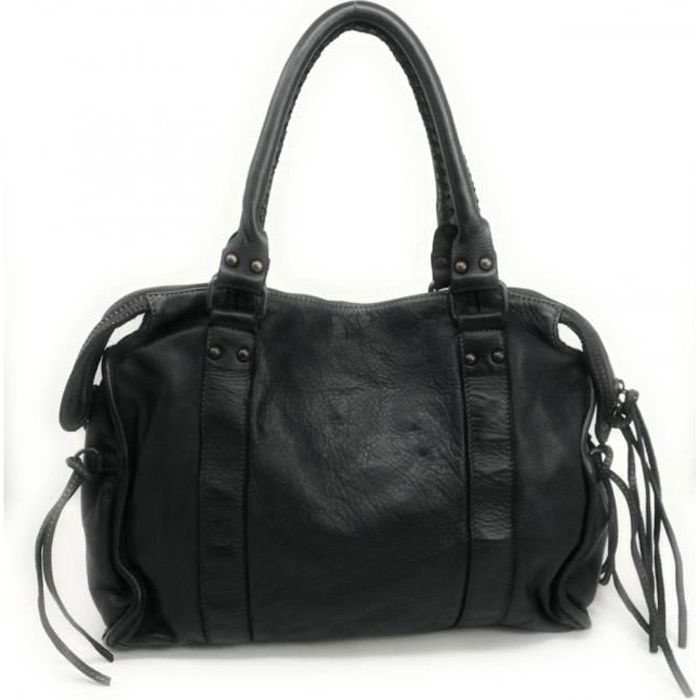 Sac cuir italien best sale noir