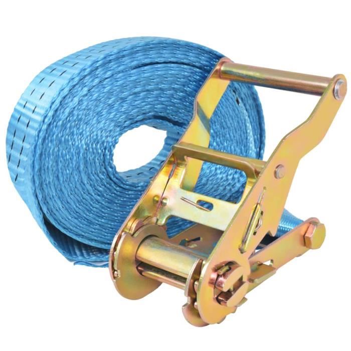 Sangle D'Arrimage à Cliquet 2 Tonnes - 10m X 35mm Avec Crochets Fermés - Idéal Pour Chargement Sécurisé