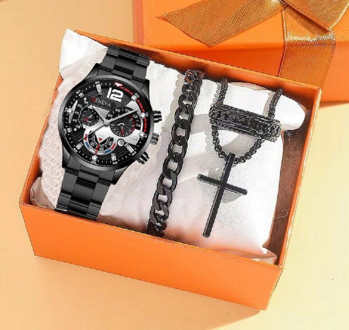 Coffret Cadeau Montre Homme - Montre pour Homme Quartz + Bracelet Homme - 5pcs