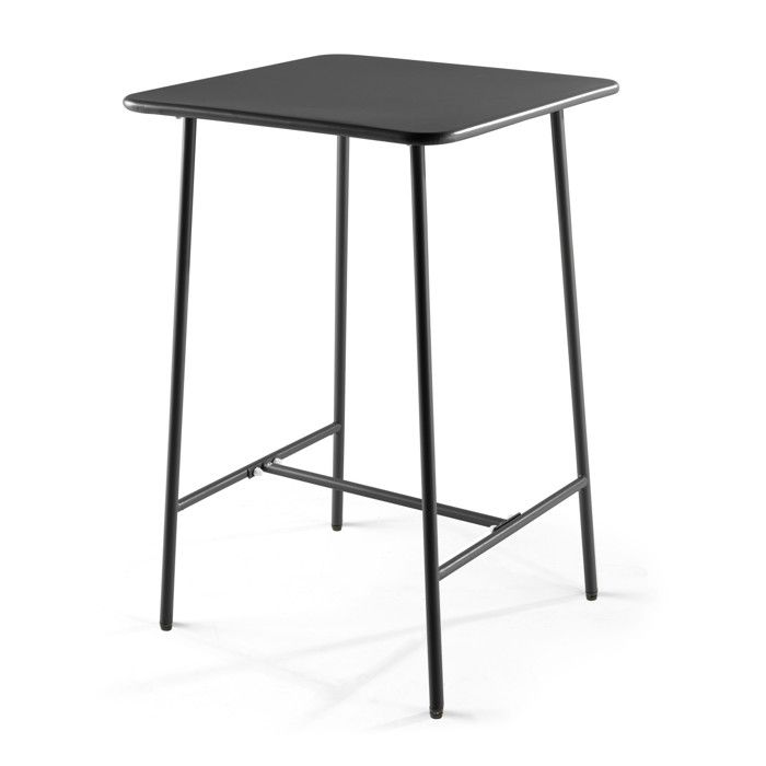 Table de bar carrée en acier gris anthracite Palavas Oviala