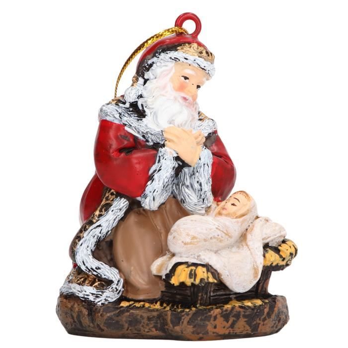 Père Noël Vintage Résine Et Papier Mâché Avec Sac Et Canne - 10,75 Pouces - Chine