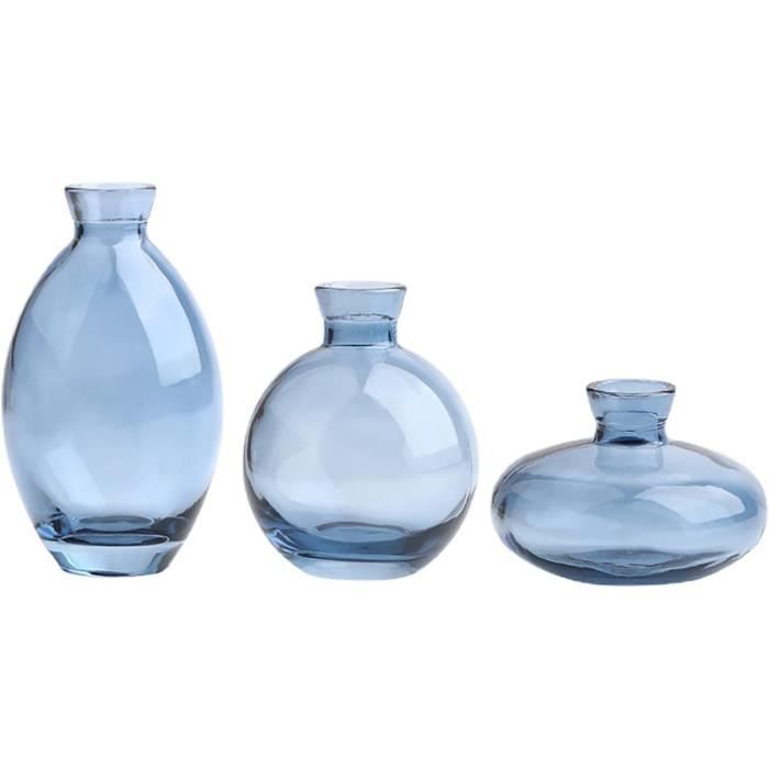 Grand Vase à Fleurs En Verre Bleu - Déco Vintage Occasion